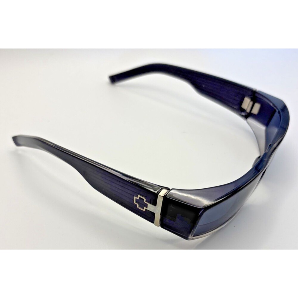 Vintage SPY Optic Wrap Sunglasses Made in Italy Black Frame Grey Lens - Picture 2 of 14